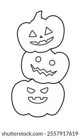 Line drawing cutout illustration of a jack-o-lantern