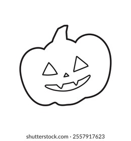 Line drawing cutout illustration of a jack-o-lantern