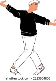 Line drawing of a dancing man