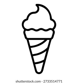 A line drawing depicts a classic soft serve ice cream cone, a delightful summertime treat.