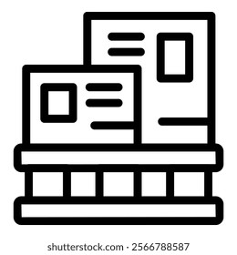 Line drawing of a diesel power generator standing on a platform, supplying energy for industrial needs