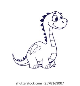 Line Drawing of Dinosaur. Coloring Dinosaur. Children's coloring books. Vector Art and Illustration