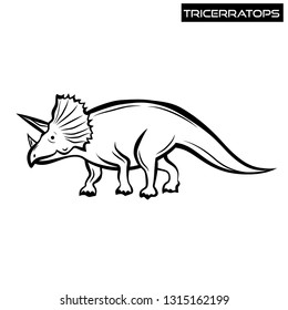 Line drawing dinosaur Triceratops Illustration vector