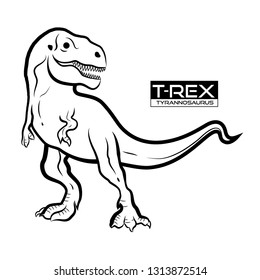 Line drawing dinosaur Tyrannosaurus Illustration vector.