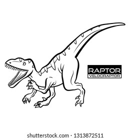 Line drawing dinosaur Velociraptor Illustration vector.