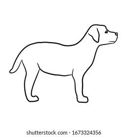 Line drawing a dog isolated on white background. Vector illustration