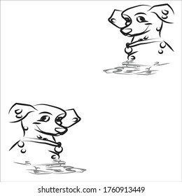 line drawing dogs in white background