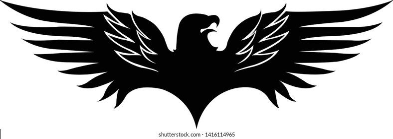 
Line drawing  eagle logo  flying