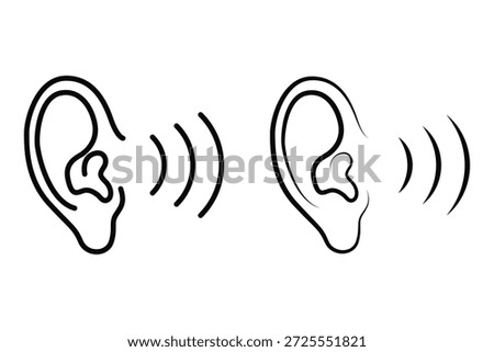Line Drawing of an Ear with Sound Waves graphic representation ear radiating 