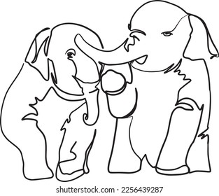  dibujo en línea de elefantes de la ilustración de los vectores de la vida silvestre. Ilustración de arte de línea sin fin de elefante. dibujo de una línea de elefante. Logotipo animal simple.