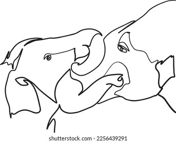  dibujo en línea de elefantes de la ilustración de los vectores de la vida silvestre. Ilustración de arte de línea sin fin de elefante. dibujo de una línea de elefante. Logotipo animal simple.