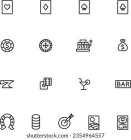 Line drawing entertainment gambling illustration icon set