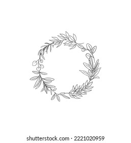 Line drawing of a eucalyptus wreath