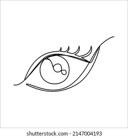 Line Drawing Eye Icon. Single Draw Ophthalmologist Symbol, Line Art Eyes, Continuous Monoline Vision Drawing, One Outline Lineart Eyeball Logo, Linear Vector Illustration