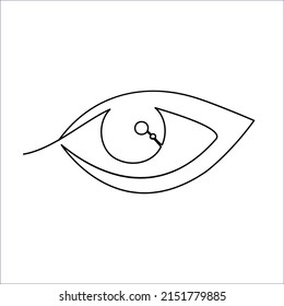 Line Drawing Eye Icon. Single Draw Ophthalmologist Symbol, Line Art Eyes, Continuous Monoline Vision Drawing, One Outline Lineart Eyeball Logo, Linear Vector Illustration