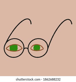 line drawing of eyes and glasses