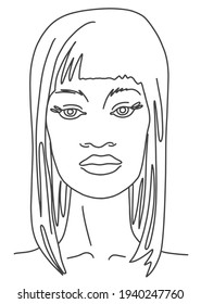 Line drawing face aesthetic contour. Abstract woman portrait. Sketch Vector illustration