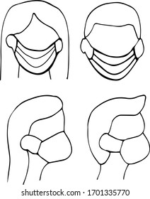 Zeilenneigung mit Maskensymbol Vektorillustration auf weißem Hintergrund Medizin Viruselement Krankheit Coronavirus Schutz medizinische Vektorillustration Symbol für gesunde Korona