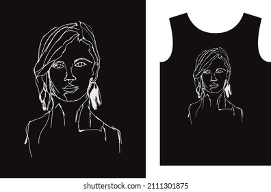 Cara de dibujo de línea o imagen de retrato para niñas 
