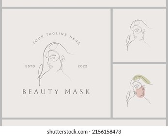 Line drawing faces fashion concept woman beauty set logo template for women illustration