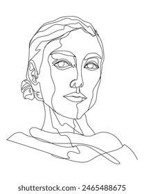 Line drawing of faces, fashion, woman beauty minimalist