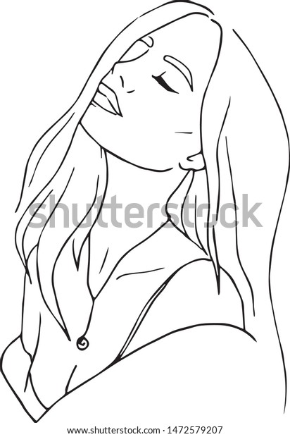 Line Drawing Faces Hairstyle Fashion Concept Stock Vector (Royalty Free ...