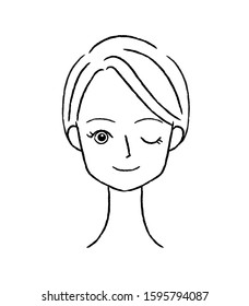 Line drawing of female face