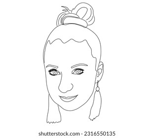 Line drawing, female face, fashion, hair salon, spa,beauty. one line. vector portrait illustration.