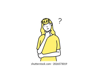 Line drawing of a female skater tilting her head questioningly
