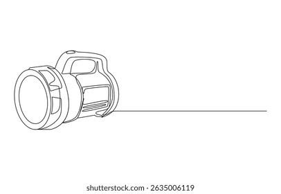 Dibujo de línea de una linterna sobre una superficie, Dibujo de línea continua de una linterna, Dibujo de una sola línea de una linterna potente