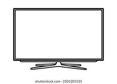 Dibujo de línea de un monitor de computadora de pantalla plana o pantalla de televisión, ilustración lineal minimalista de Vector en blanco y negro aislado. Para ordenadores modernos, portátiles, ordenadores portátiles o televisores inteligentes. Editable 