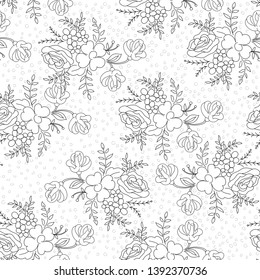 line drawing floral pattern in black color outline. Nice for wall paper.