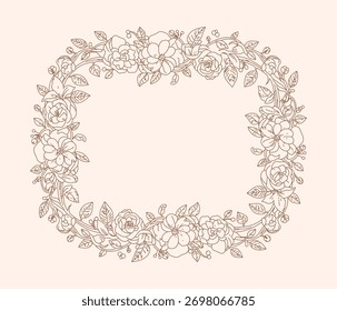 line drawing of flower frame