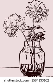 line drawing flower illustration. fashion bloom pattern.
