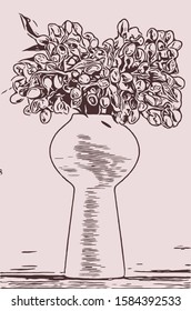 line drawing flower illustration. fashion bloom pattern.