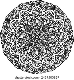 line drawing flower mandalas. Vintage decorative elements. Oriental pattern, vector illustration. Islam, Arabic, Indian, turkish, pakistan, chinese, ottoman motifs