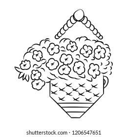 line drawing of flowers, nature, vector illustration.