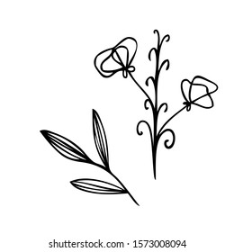 Line drawing flowers simple hand drawn vector illustration