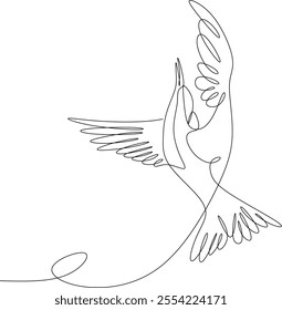 Line drawing of a flying bird. Vector drawing hand drawn without artificial intelligence