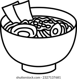Line drawing food icon Ramen