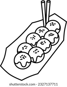 Line drawing food icon takoyaki