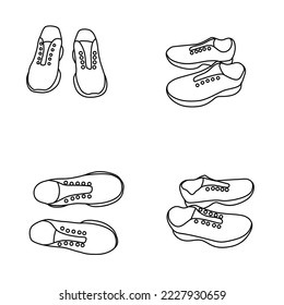 dibujo de cuatro zapatos simples de diferentes ángulos sobre fondo blanco