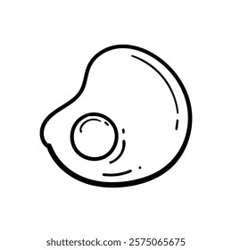 Line Drawing of a Fried Egg, Black and White Illustration