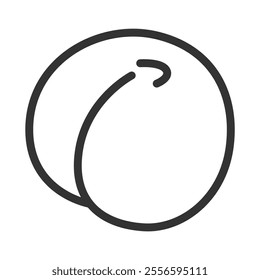 Line drawing fruit single item icon peach