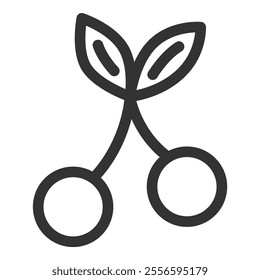 Line drawing fruit single item icon cherry