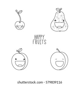 Line drawing fruits