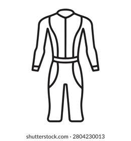 A line drawing of a fullbody jumpsuit with long sleeves and pants isolated on transparent background