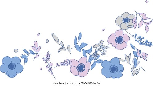 Strichzeichnung von Gerbera. Vektorgrafik von Blumen und Pflanzen. Sommer farbige Pflanze Blumen Illustrationsrahmen.