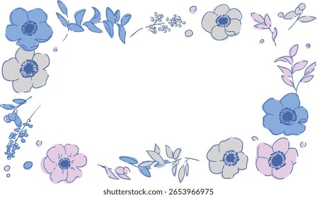 Line drawing of gerbera. Vector illustration of flowers and plants. Summer colored plant flower illustration frame.