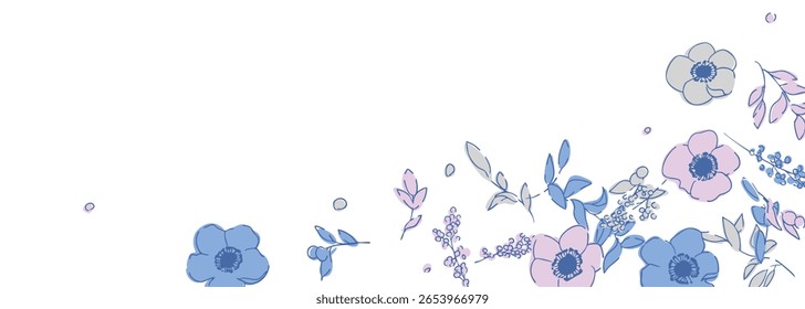 Strichzeichnung von Gerbera. Vektorgrafik von Blumen und Pflanzen. Sommer farbige Pflanze Blumen Illustrationsrahmen.